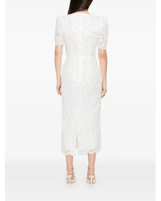 Adamaris White Sequin-Embroidered Lace Dress