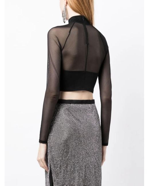 Fleur du Mal Black Cropped-Top Mit Stehkragen