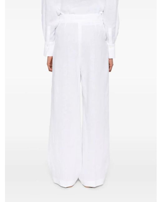 Eleventy White Pleat-Detailing Trousers