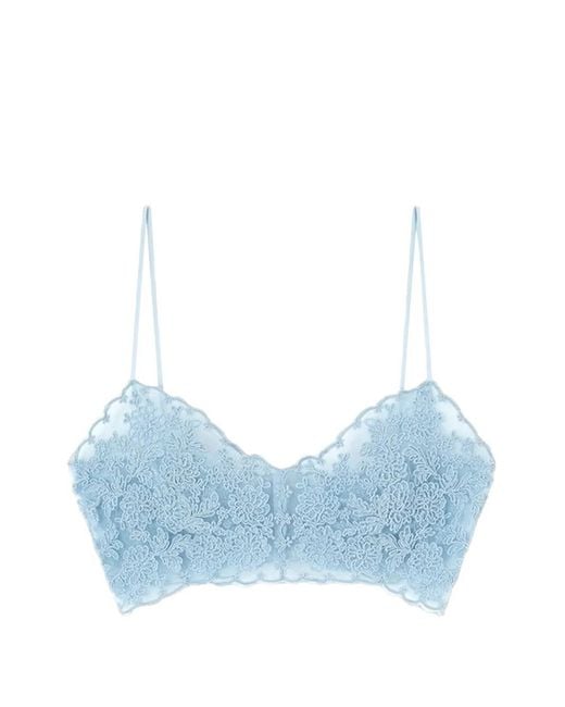 Ermanno Scervino Blue Lace Scalloped Top