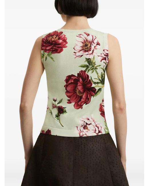 Oscar de la Renta ノースリーブ ニットトップ Red