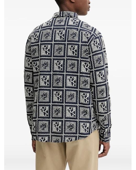 Desigual Blue Chemise Imprimée À Manches Courtes for men