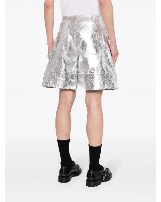 Simone Rocha White Crinkled A-Line Leather Shorts for men