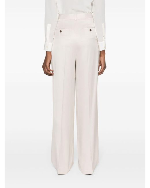 Theory White Pleated Tailored Trousers