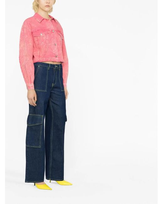 Veste En Jean À Bords Francs MSGM en coloris Pink