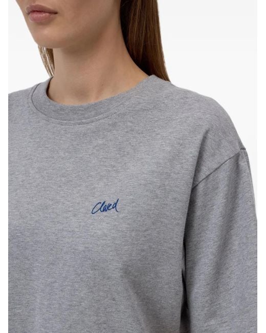 Closed Gray T-Shirt À Logo Brodé