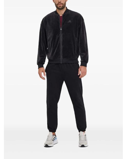 Adidas Blue Velour Reversible Bomber Jacket for men