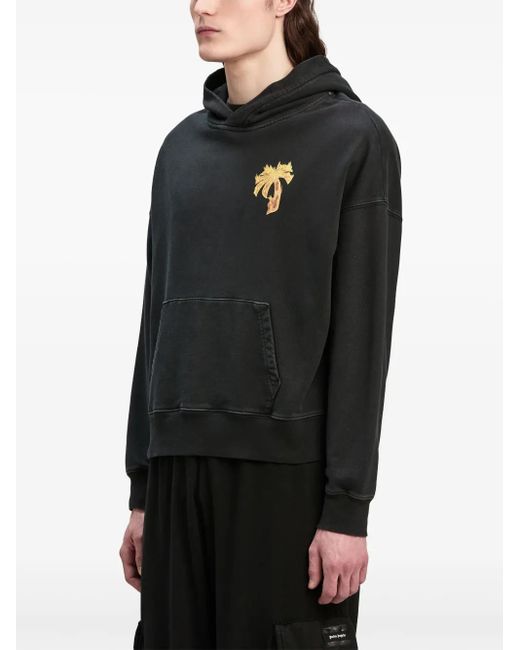 Palm Angels Black Burning Palm Hoody for men