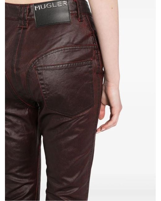 Mugler Black Waxed Flared Jeans