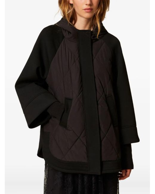 Twinset Black Hooded Quilted Puffer Jacket