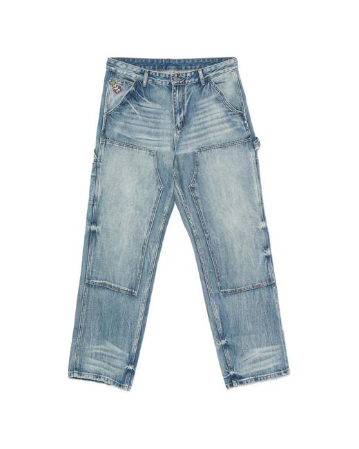 Kidsuper Blue Whiskering-Effect Jeans for men