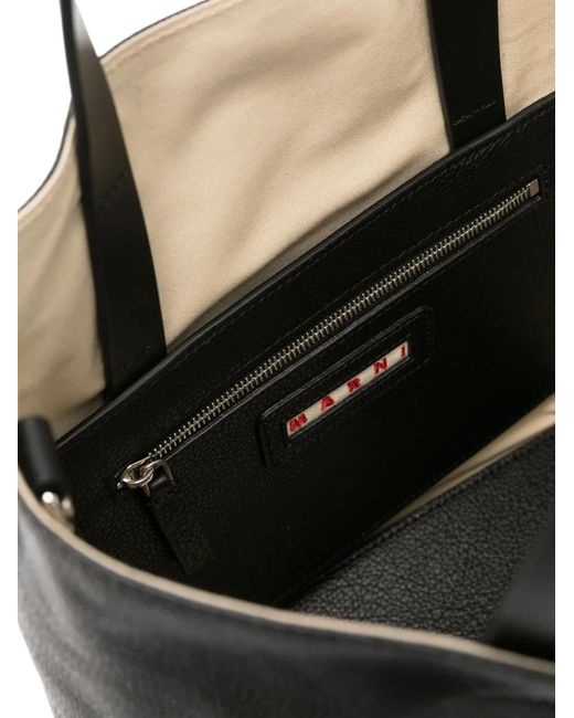 Marni Black Logo-Embroidered Tote Bag