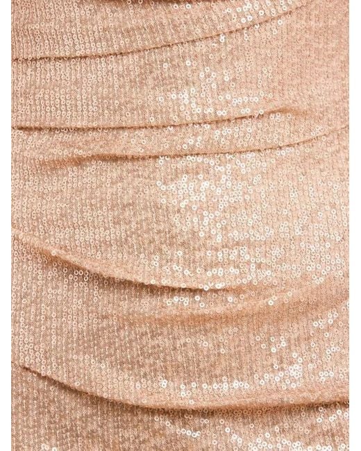 Needle & Thread Natural Sequin-Embellished Ruched Dress