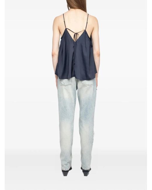 Zadig & Voltaire Blue Cym Satin Top