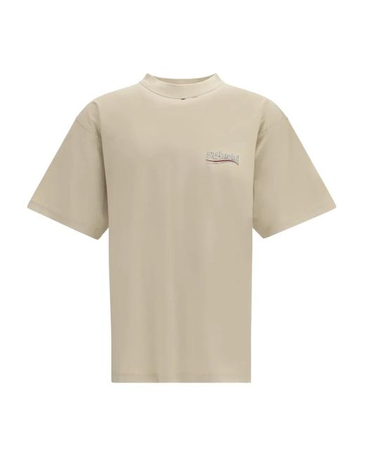 Camiseta de algodón con logo bordado Balenciaga de hombre de color White