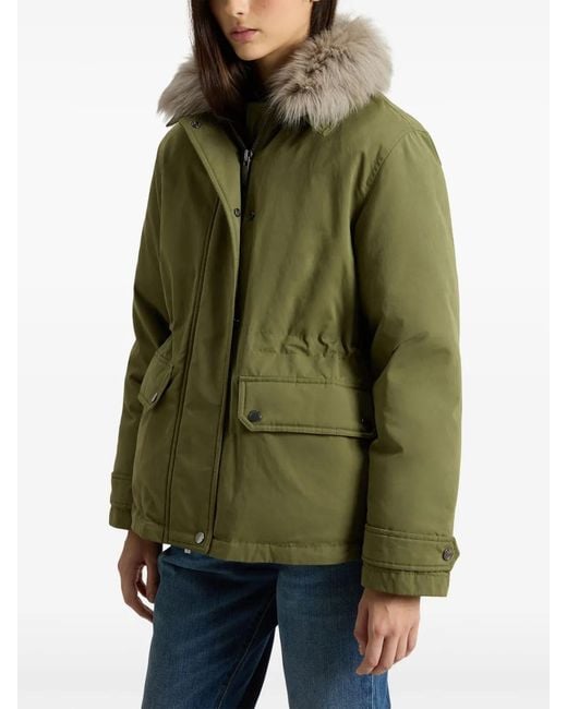 Woolrich Green Detachable-Hood Down Jacket