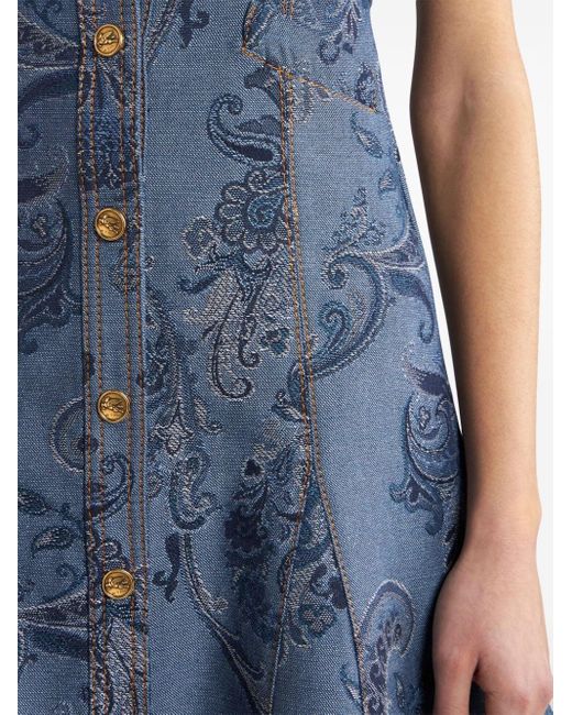 Etro Blue Denim Jacquard Mini Dress