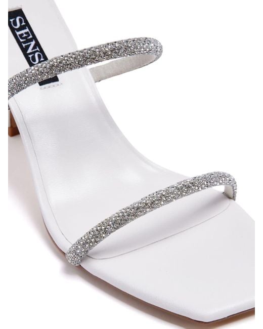 Senso White Umber 95mm Crystal-embellished Mules