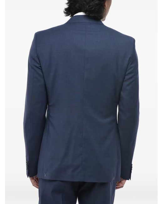 Corneliani Blue Logo-Patch Three-Piece Wool Suit for men