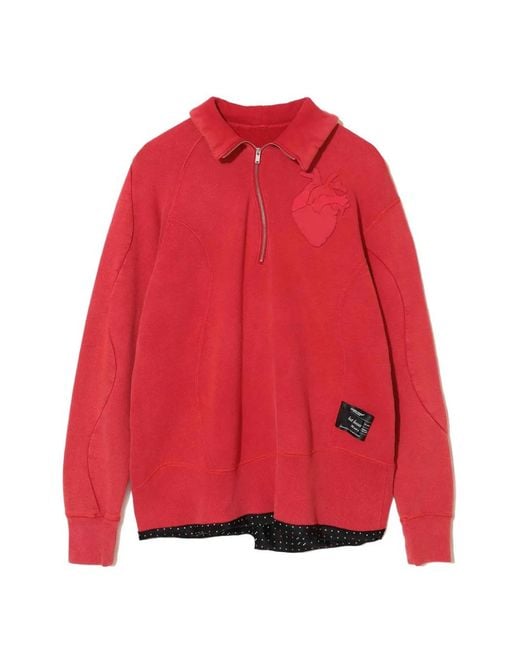 Undercover Red Heart-Appliqué Polo Top