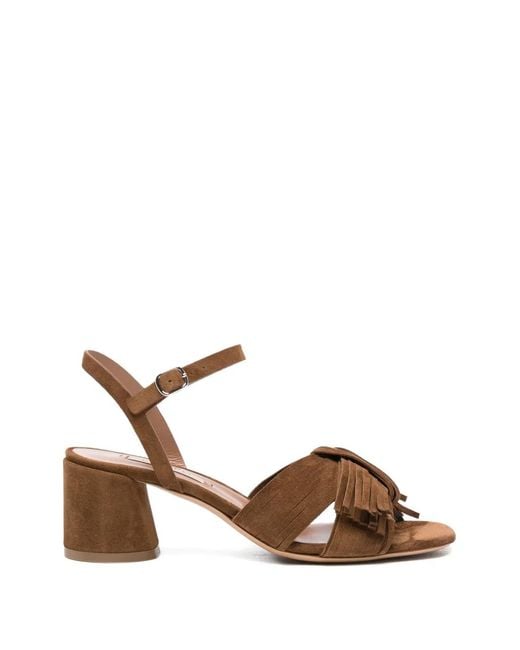 Casadei Brown "Cleo" Ribbon Sandals