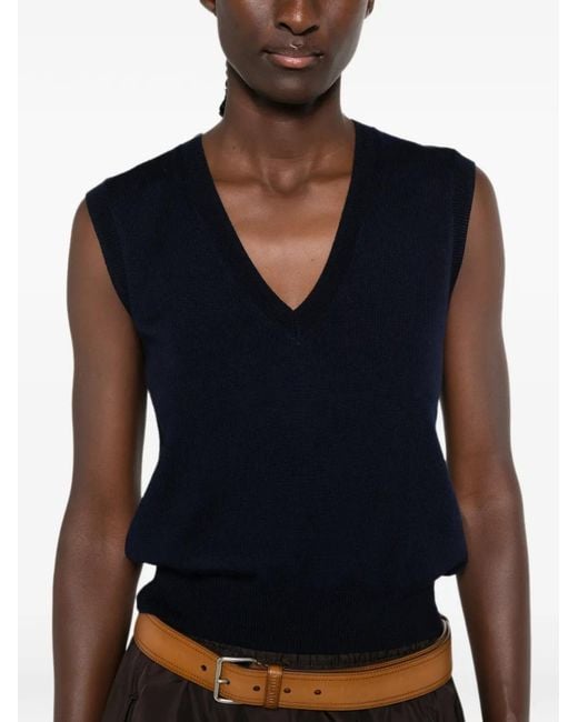 A.P.C. Blue V-Neck Knitted Vest