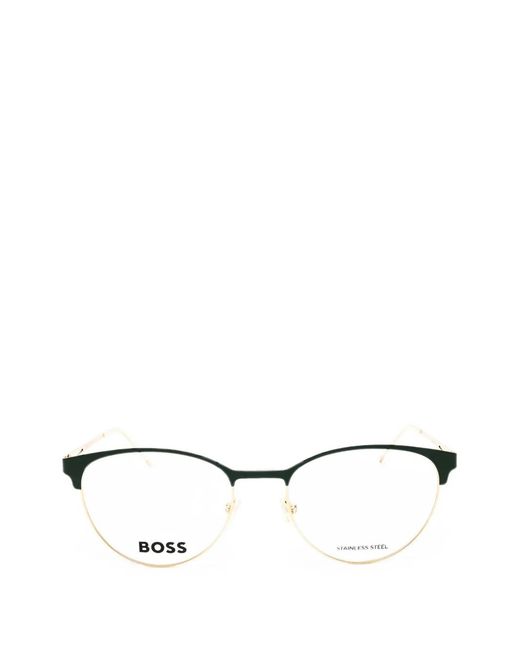 Boss White Round-Frame Glasses