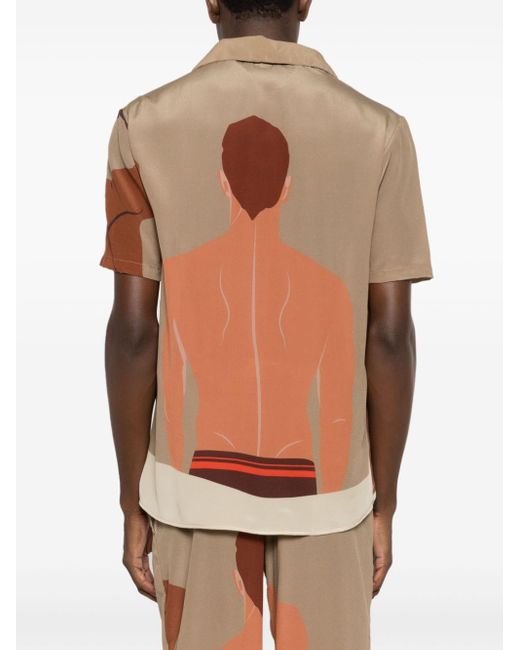 Chemise en soie à imprimé graphique Amir Slama pour homme en coloris Brown