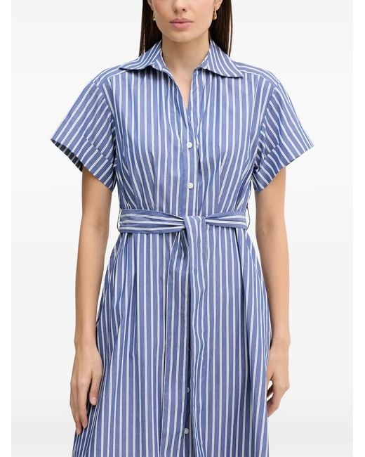 DKNY Blue Striped Belt Dress