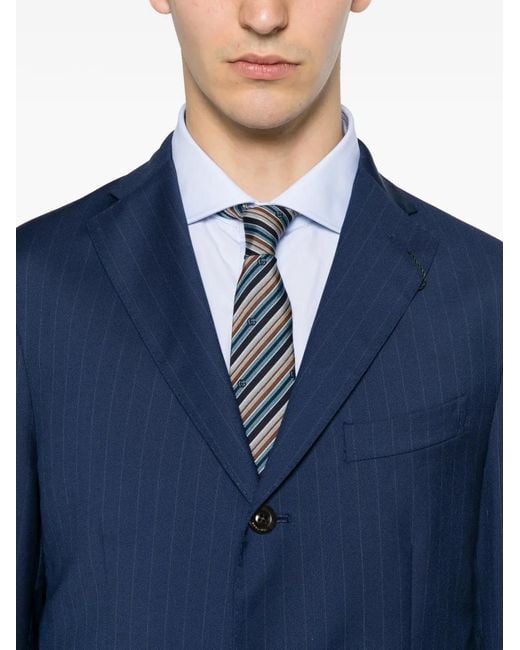 Boglioli Blue Pinstripe-Pattern Buttoned Suit for men