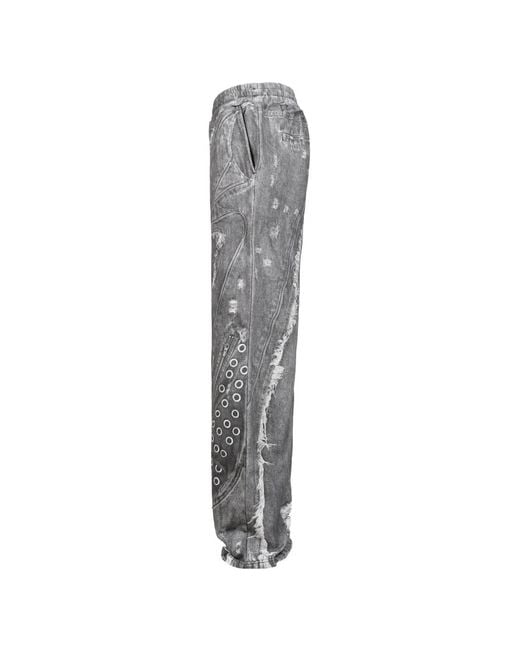 VIVAMUS Gray Denim-Print Track Pants