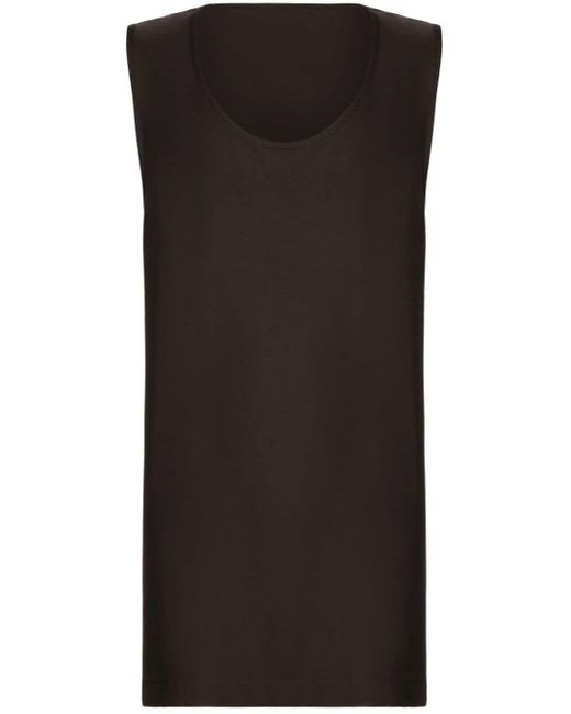 Dolce & Gabbana Black Scoop-neck Silk Tank Top for men