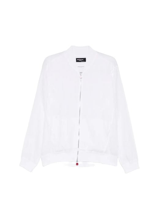 Kiton White Linen Bomber Jacket for men