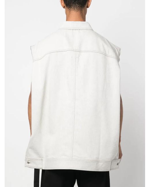 Rick Owens White Sleeveless Cotton Denim Vest for men