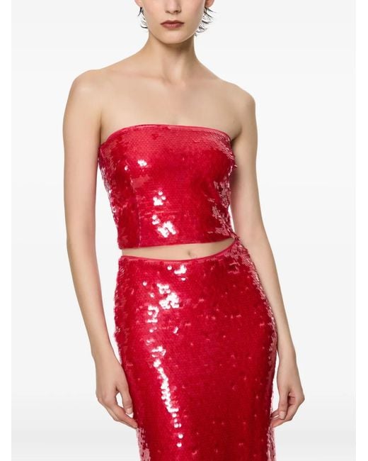 Paris Georgia Red Mermaid Sequin Strapless Tube Top