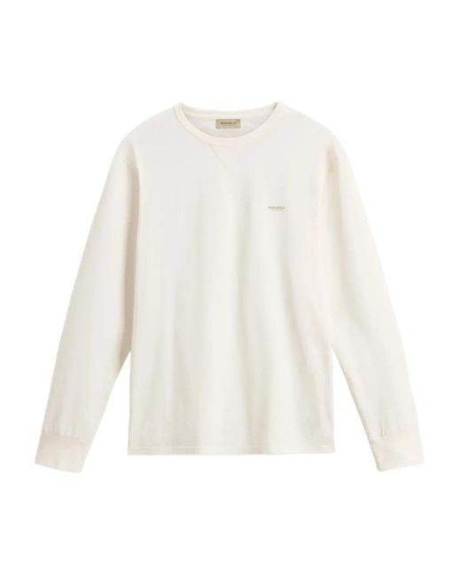 Woolrich White Long-Sleeve Crew-Neck T-Shirt for men