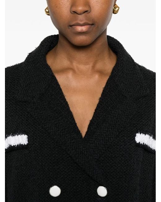 Neera Black Double-Breasted Cropped Jacket