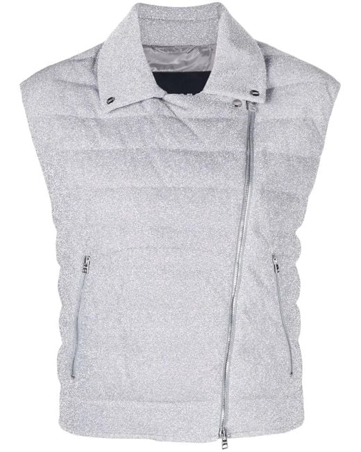 Herno Gray Quilted Zip-Up Down Gilet