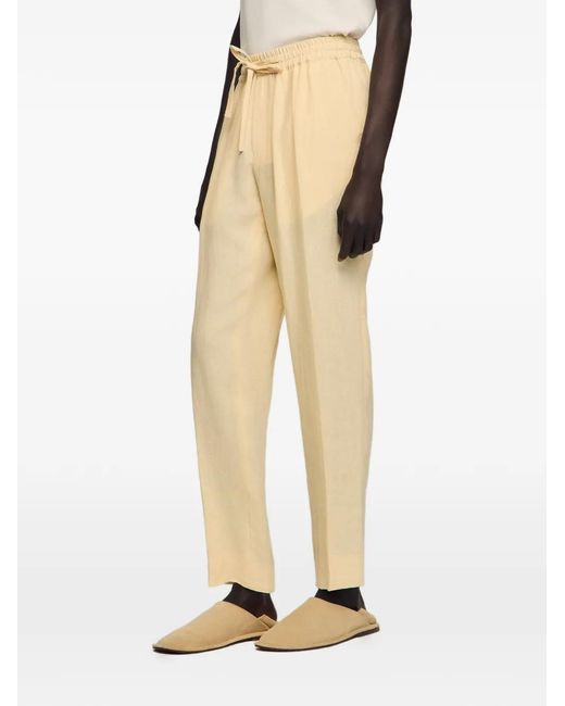 Sandro White Elasticated Linen Trousers for men