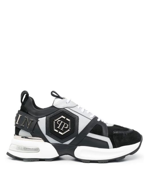 Philipp Plein Hexagon-logo Low-top Sneakers in Black for Men | Lyst