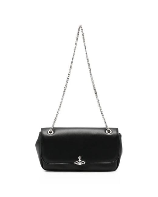 Vivienne Westwood Black Orb-Plaque Chain-Strap Mini Crossbody Bag