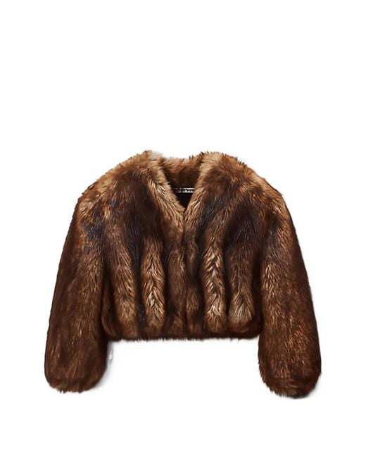 Alexander Wang Brown Cropped Faux-Fur Jacket