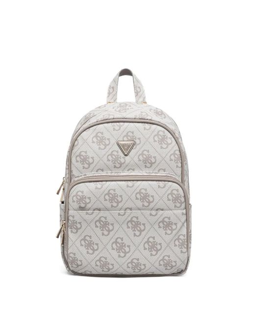Guess White Logo-Pattern Backpack