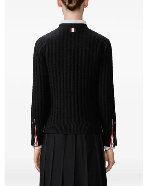 Thom Browne Black Cable-Knit Cardigan
