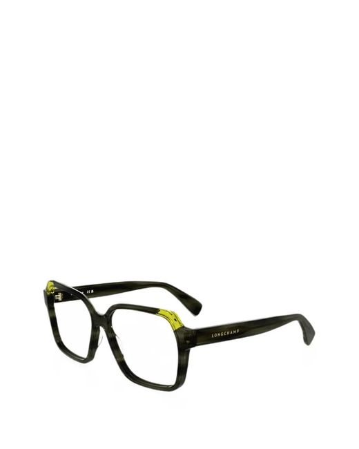 Longchamp Black Striped-Pattern Square-Frame Glasses