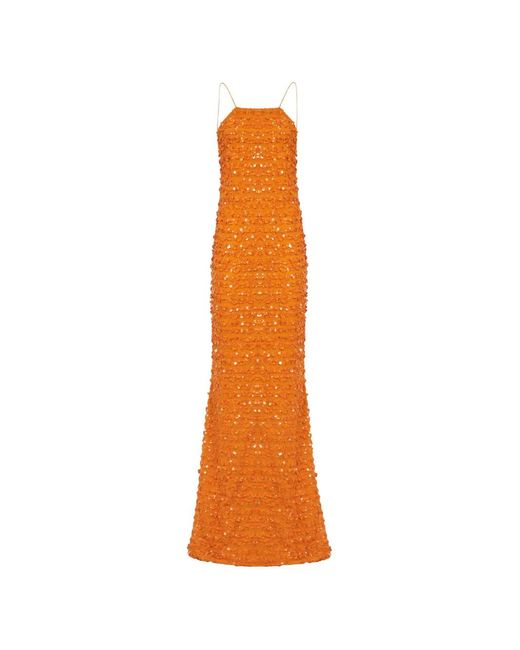 Taller Marmo Orange Candice Sequinned Maxi Dress