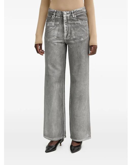 Fracomina Gray Faded Wide-Leg Trousers