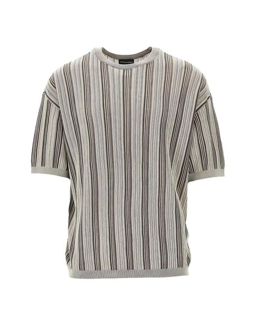 Emporio Armani Gray Striped T-Shirt for men