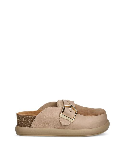 Bohonomad White Buckle-Fastening Leather Mules