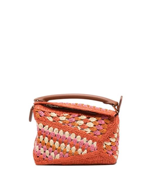 Loewe Red X Paula's Ibiza Puzzle Woven Clutch Bag